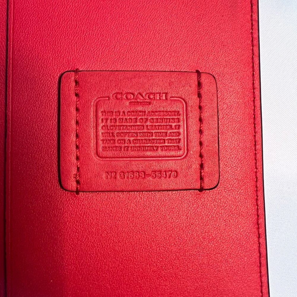 Coach Red Leather Passport Case with Triceratops - Picture 9 of 11